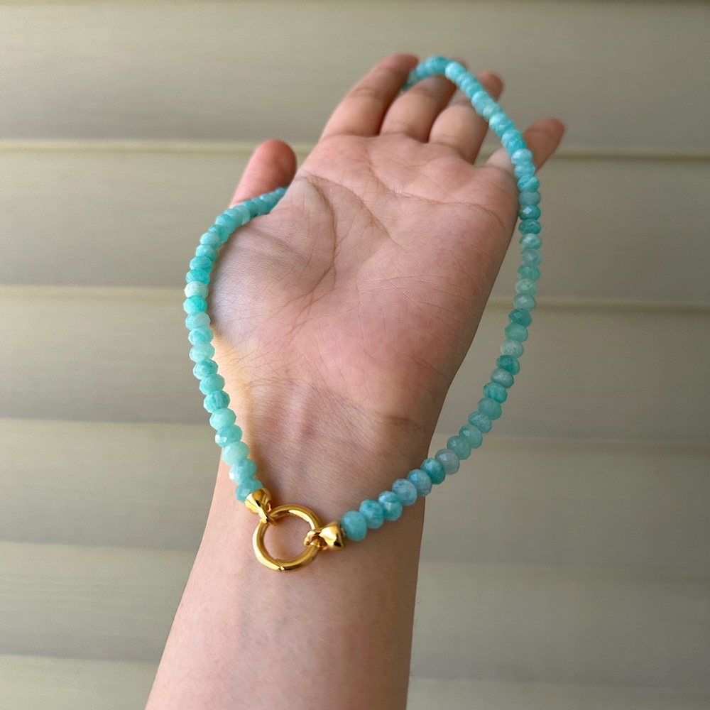 Genuine Amazonite Gemstone Capture Necklace 41cm/16’